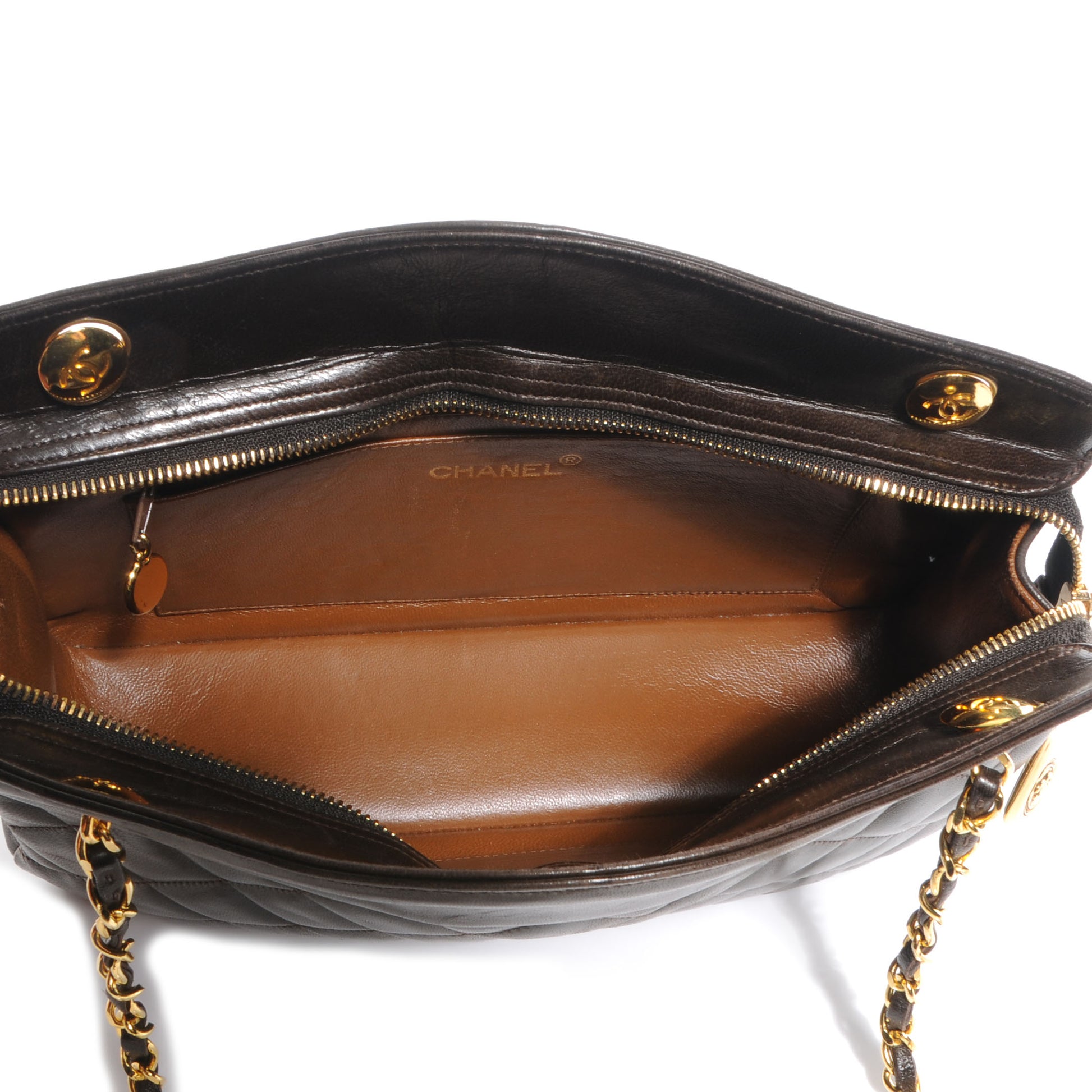 Chanel Lambskin Quilted Shoulder Bag Brown 5 of 8