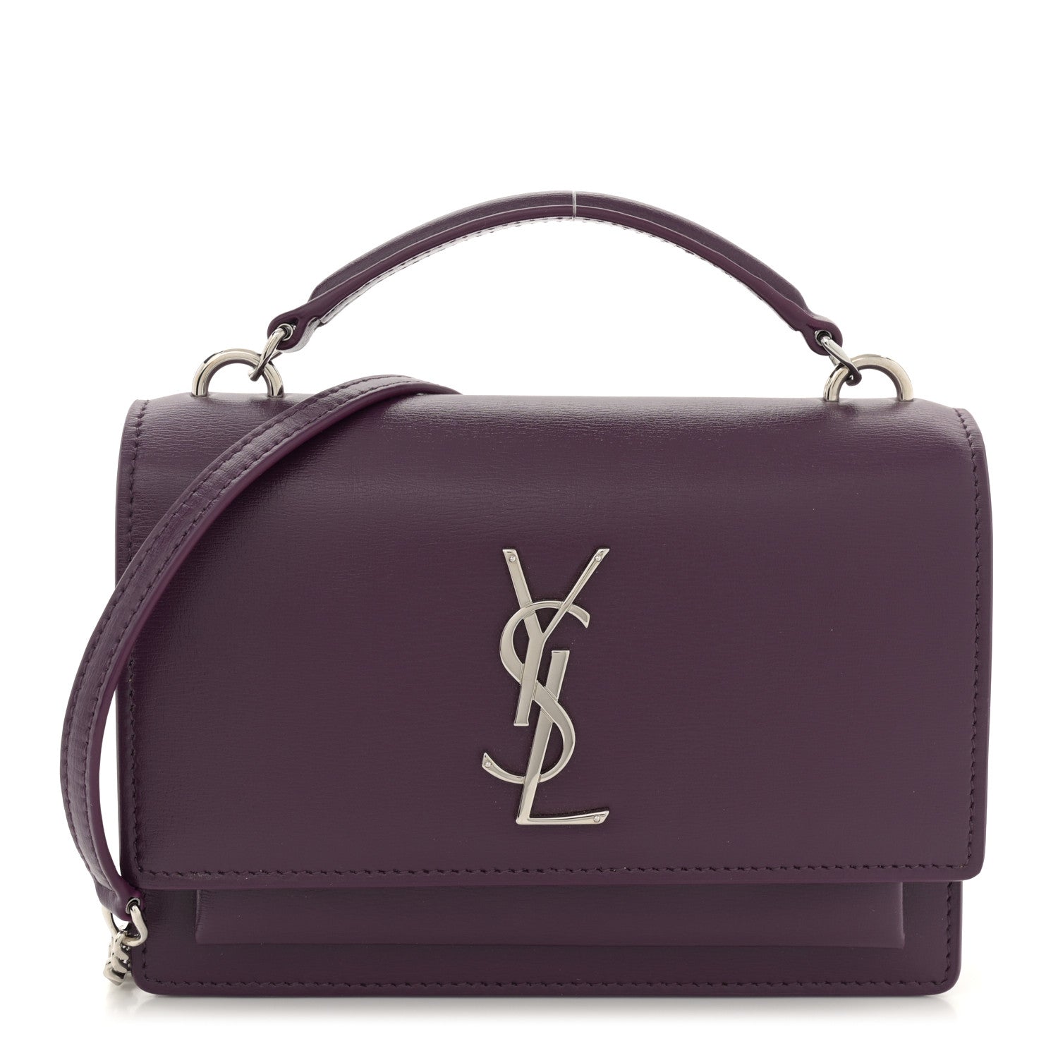 Saint Laurent Calfskin Monogram Sunset Chain Wallet Prunia 1 of 10