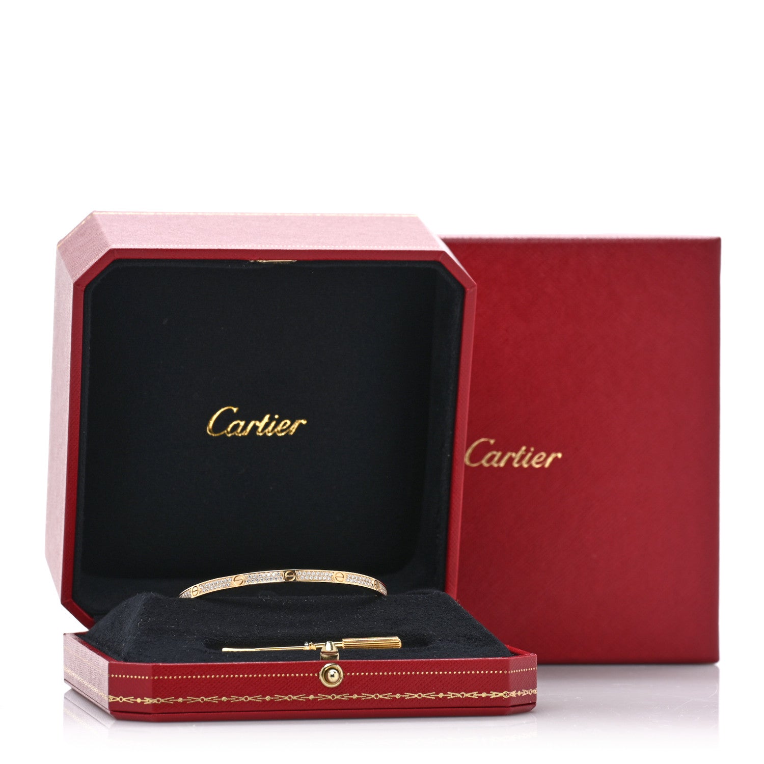 Cartier 18K Yellow Gold Diamond Small LOVE Paved Bracelet 17 7 of 7