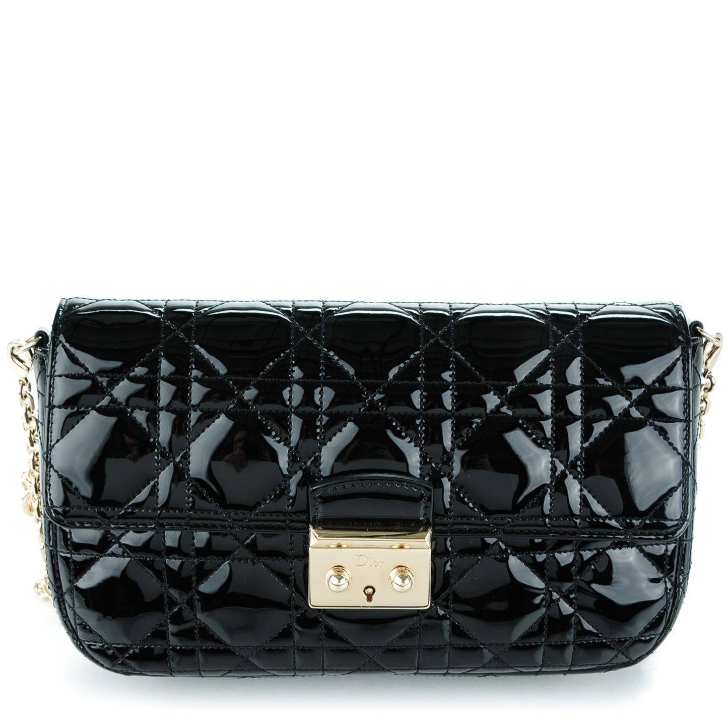 Patent Cannage Miss Dior Promenade Pouch Black