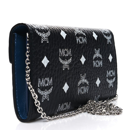 MCM Visetos Large Patricia Wallet On Chain Black Blue 2 of 11