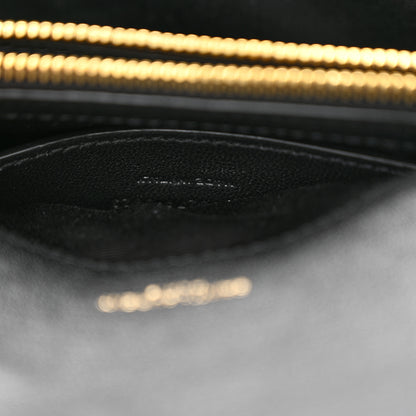Saint Laurent Sheepskin Matelasse Chevron Monogram Medium College Bag Black 7 of 11