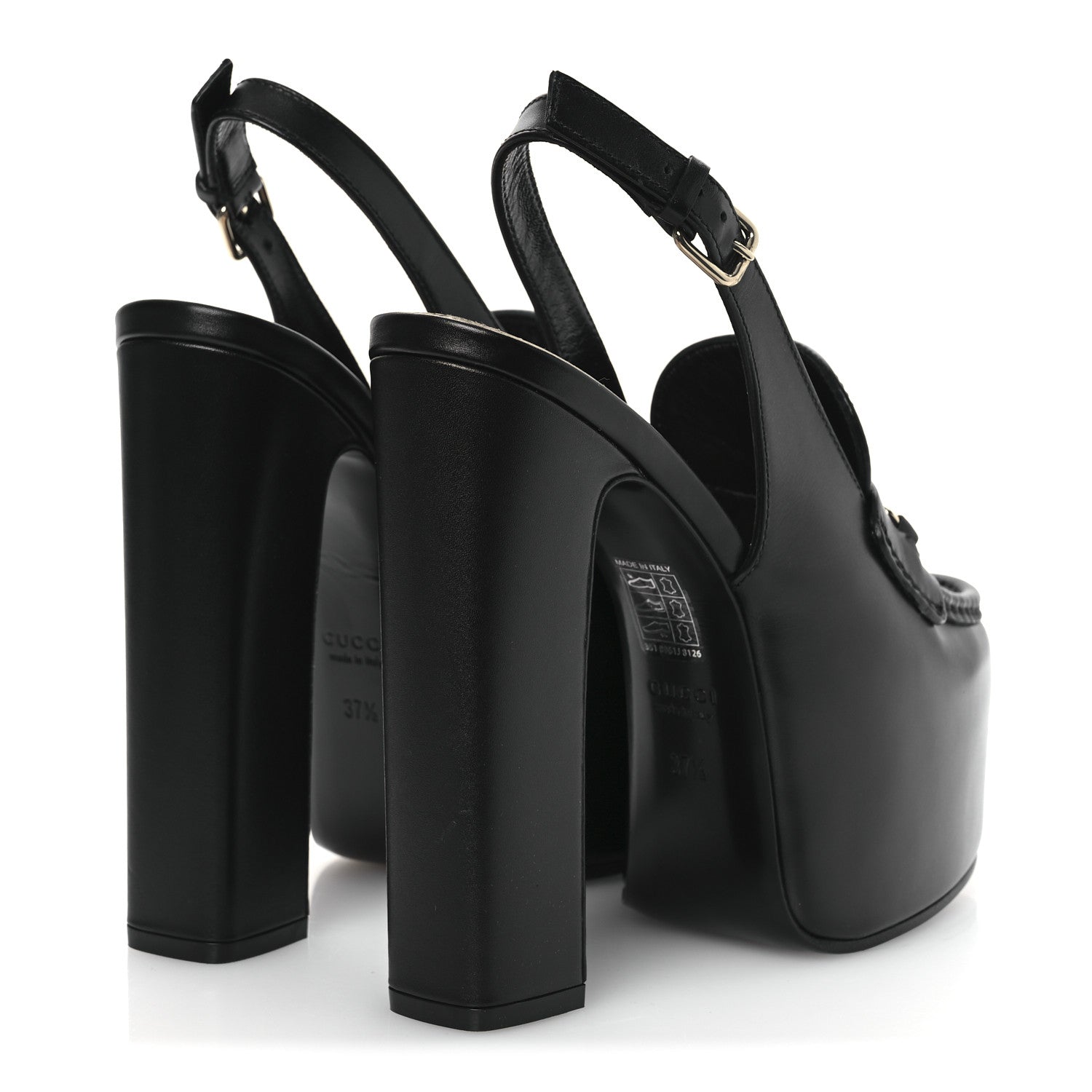 Gucci Calfskin Horsebit Platform 70/160mm Slingback Mules 37.5 Black 5 of 13