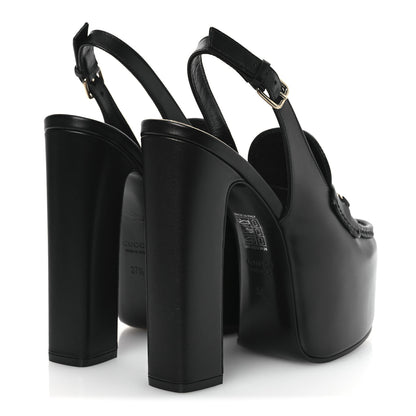 Gucci Calfskin Horsebit Platform 70/160mm Slingback Mules 37.5 Black 5 of 13