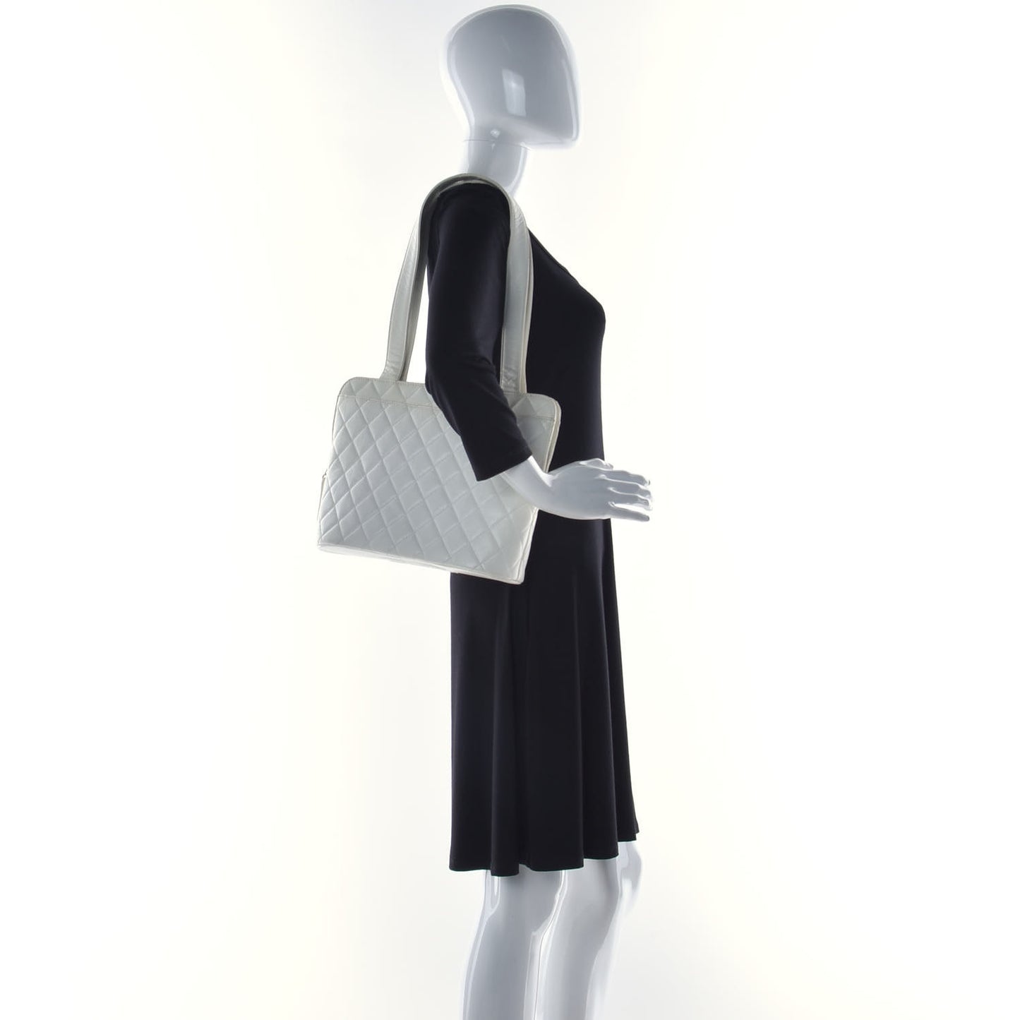 Caviar Quilted Shoulder Bag White