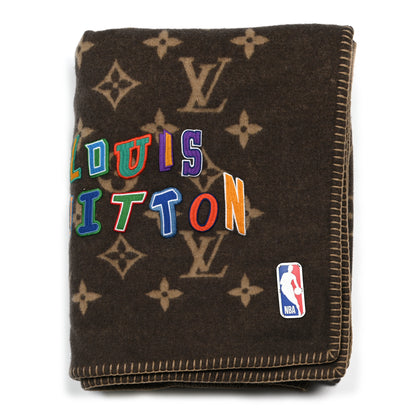 Louis Vuitton X NBA Wool Cashmere Monogram Letters Blanket Marron 1 of 3