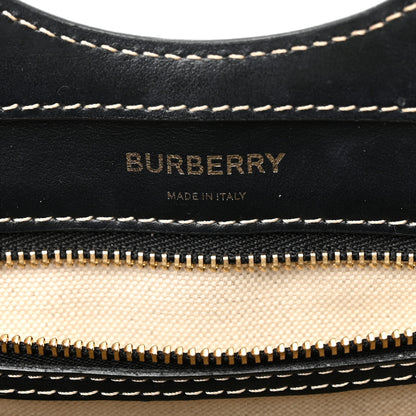 Burberry Smooth Calfskin Canvas Two Tone Mini Pocket Bag Black Tan 6 of 11