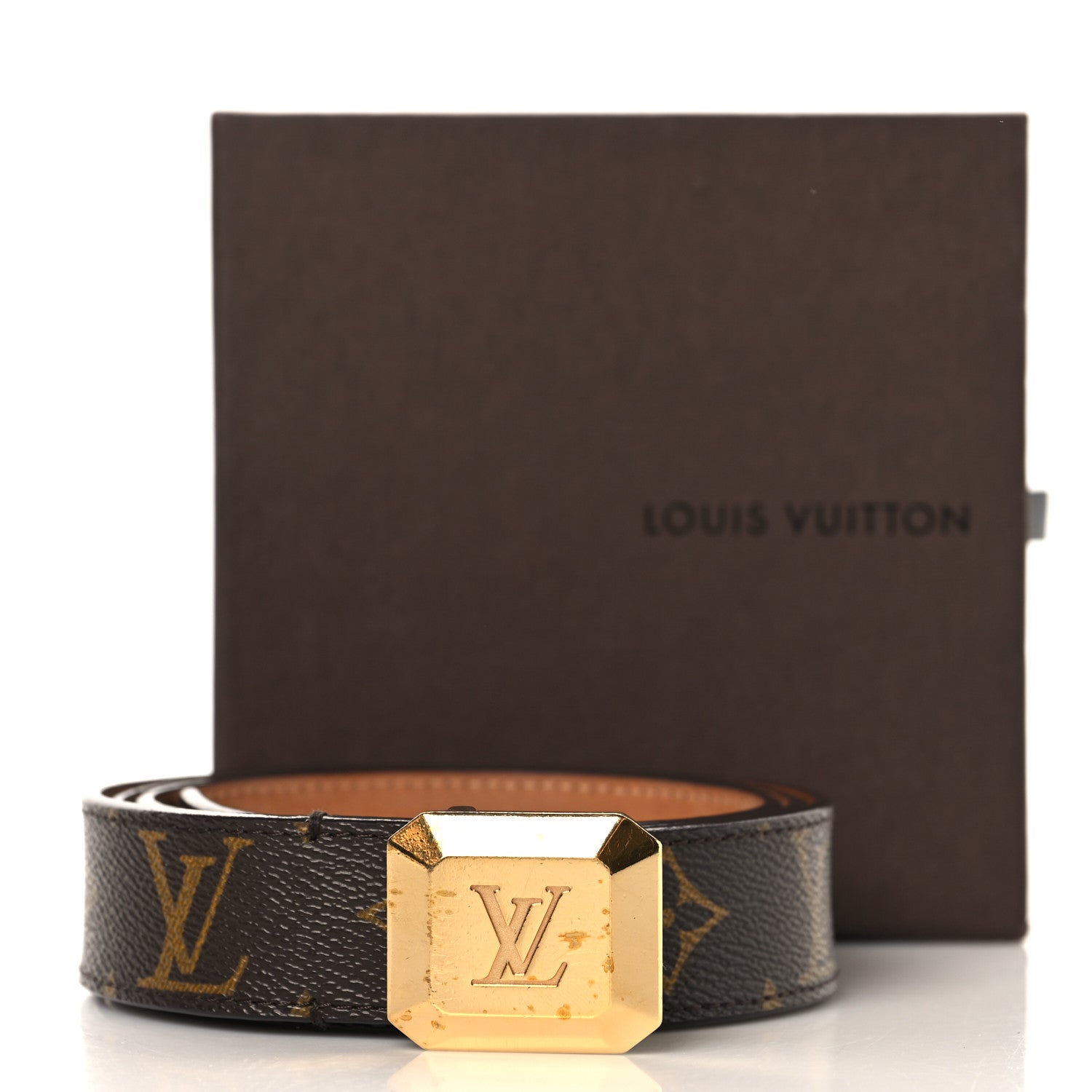 Louis Vuitton Monogram Ceinture Belt Gold Buckle 95 38 8 of 8