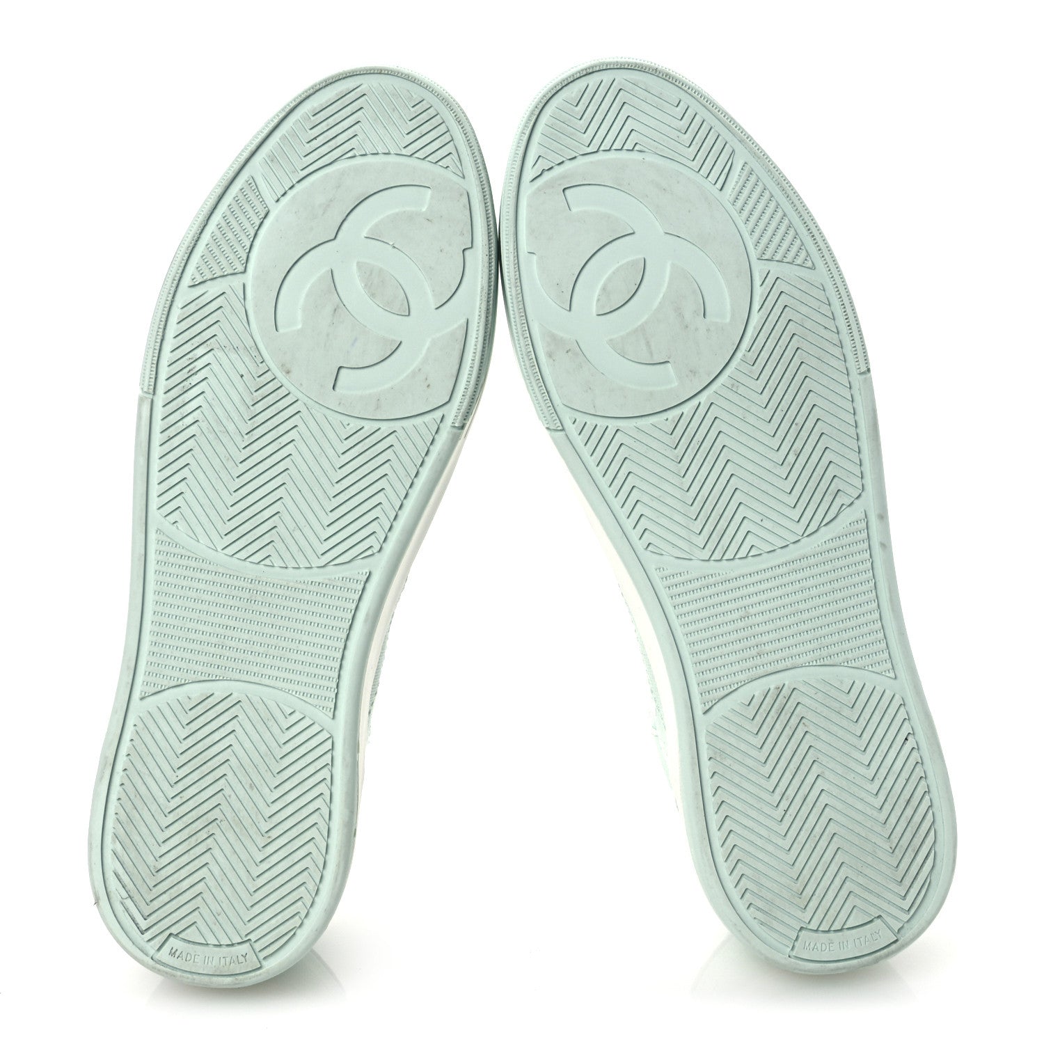 Chanel Cotton Sneakers 39.5 Light Turquoise White 7 of 9