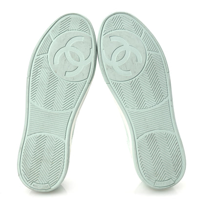 Chanel Cotton Sneakers 39.5 Light Turquoise White 7 of 9