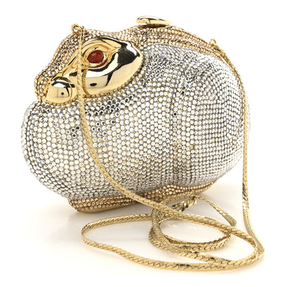 Judith Leiber Crystal Rabbit Minaudiere Case Gold Silver 7 of 31
