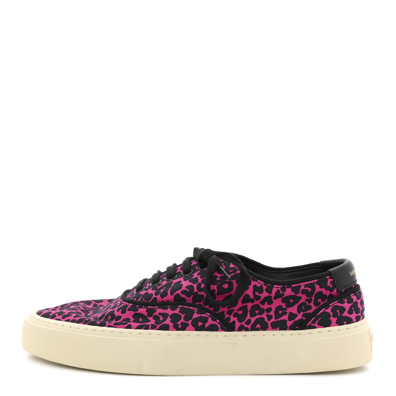 Saint Laurent Canvas Leopard Print Venice Low Top Sneakers 38 Fuxia Black 1 of 10