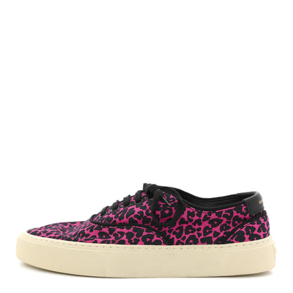 Saint Laurent Canvas Leopard Print Venice Low Top Sneakers 38 Fuxia Black 1 of 10