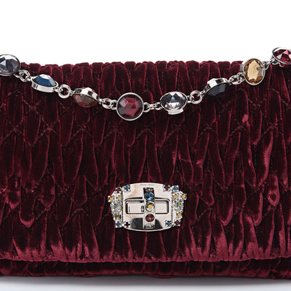 Miu Miu Velluto Matelasse Crystal Flap Clutch Bordeaux 7 of 9