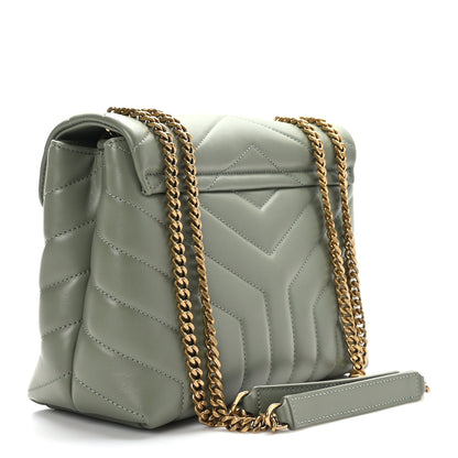 Saint Laurent Calfskin Y Quilted Monogram Small Loulou Chain Satchel Light Sage 3 of 8