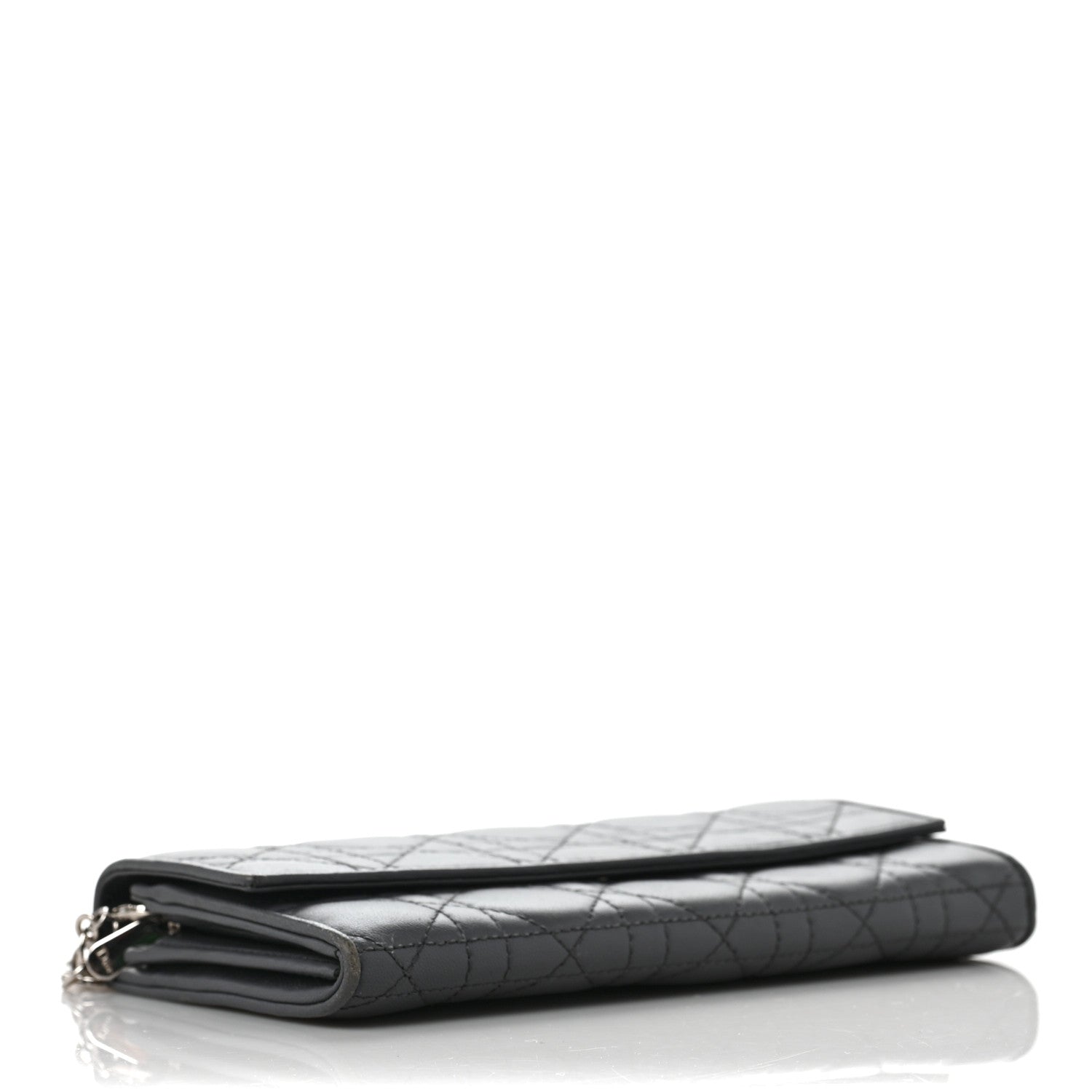 Christian Dior Lambskin Cannage Lady Dior Flap Wallet Grey 4 of 8