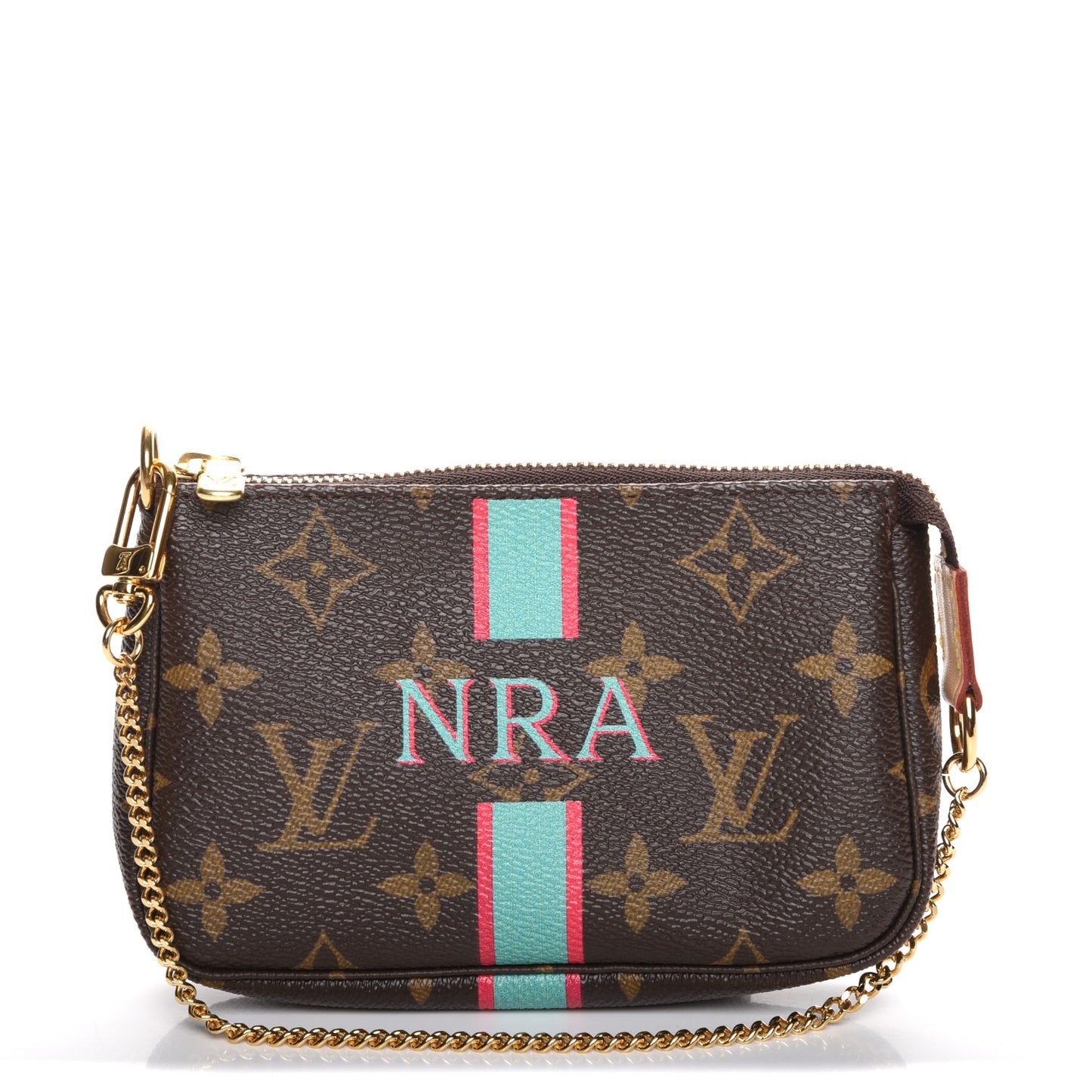 Monogram My LV Heritage Mini Pochette Accessories Turquoise Fuchsia