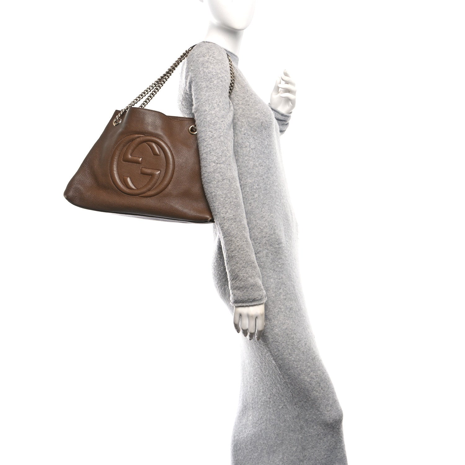 Gucci Pebbled Calfskin Medium Soho Chain Shoulder Bag Maple Brown 2 of 10