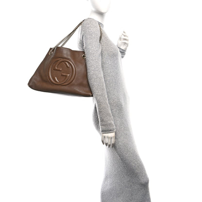 Gucci Pebbled Calfskin Medium Soho Chain Shoulder Bag Maple Brown 2 of 10