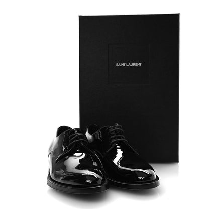 Saint Laurent Patent Calfskin Mens Derby Lace Up Shoes 36 Black 10 of 10