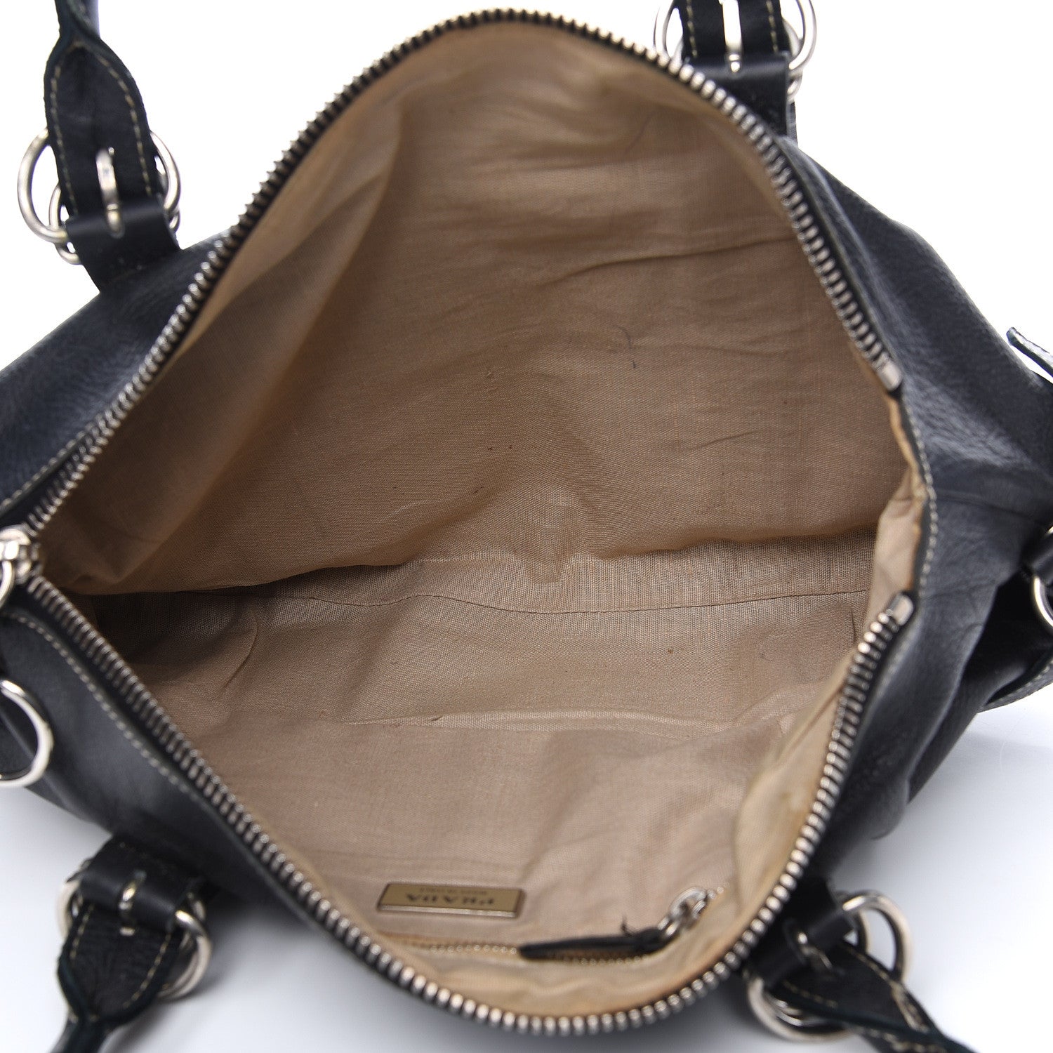 Prada Calfskin Wrapping Satchel Bag Black 4 of 16