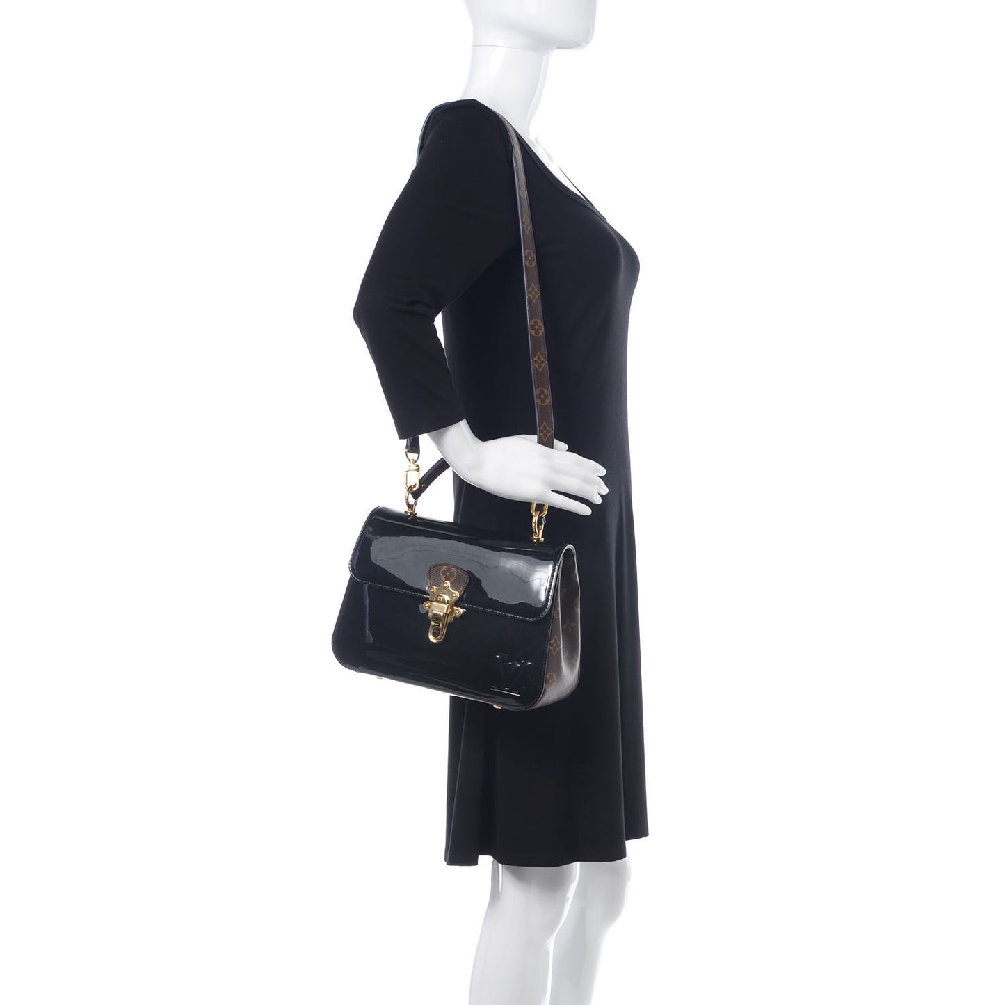Patent Calfskin Monogram Cherrywood PM Black