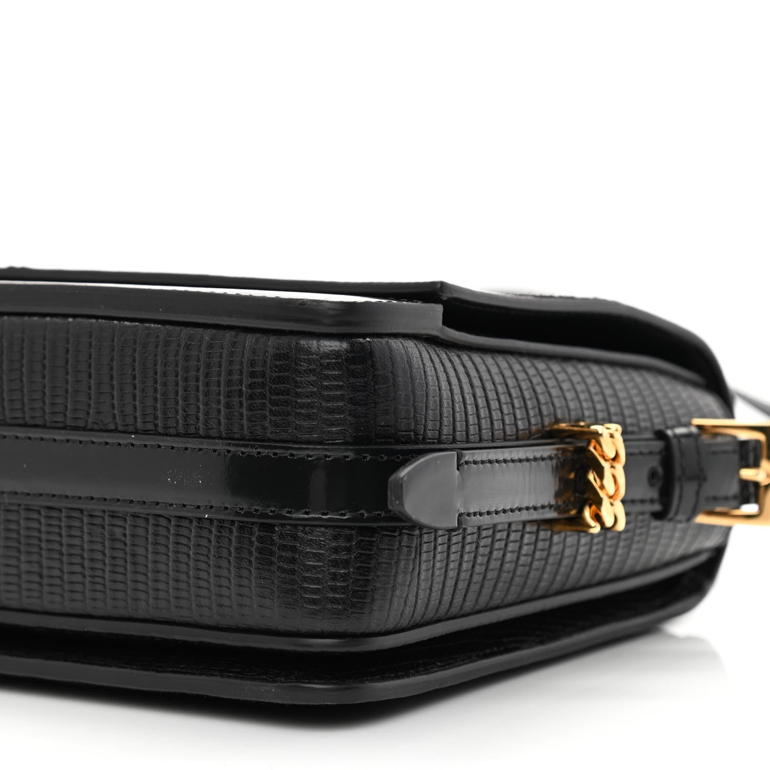 Burberry Calfskin Lizard Embossed Two Tone Small Grace Bag Black 11 of 12
