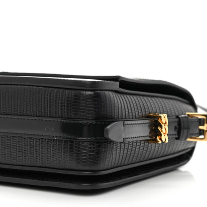 Burberry Calfskin Lizard Embossed Two Tone Small Grace Bag Black 11 of 12