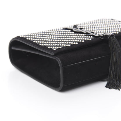 Saint Laurent Suede Crystal Small Classic Monogram Kate Satchel Black 7 of 8