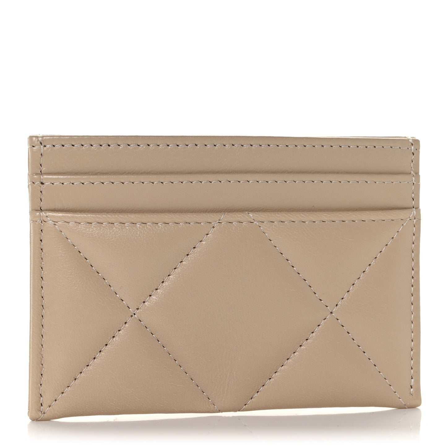 Goatskin Quilted 19 Card Holder Beige