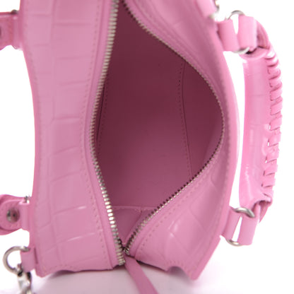Balenciaga Semi Shiny Calfskin Crocodile Embossed Neo Classic Silver Hardware Mini City Pink 5 of 8
