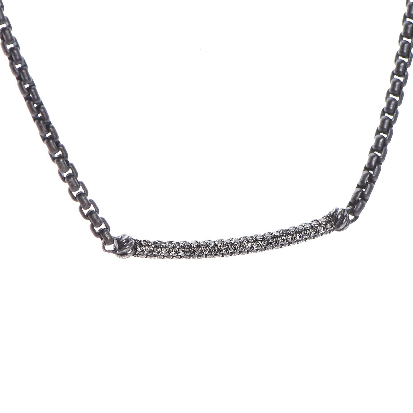 Darkened Sterling Silver Diamond Petite Metro Necklace