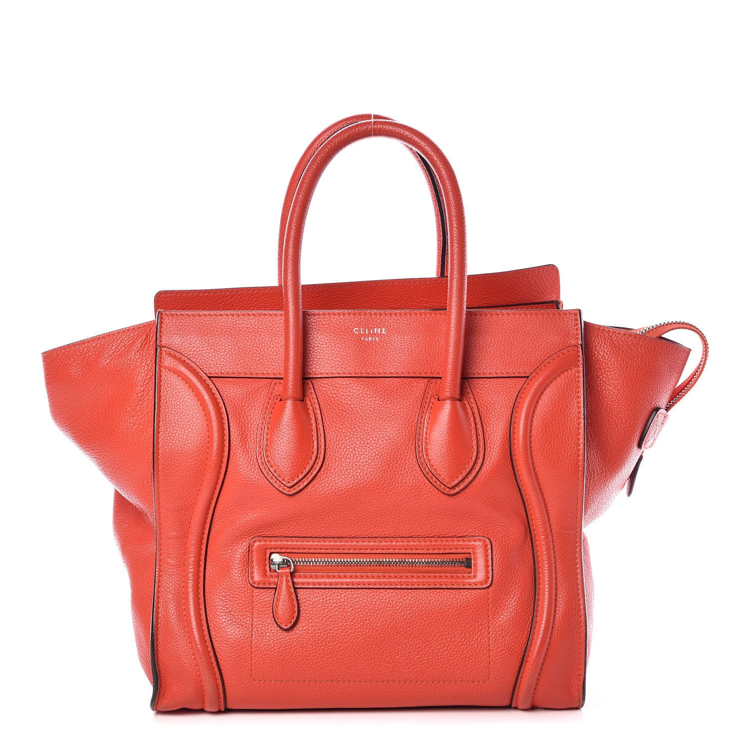 Celine Drummed Calfskin Mini Luggage Vermillion 1 of 10