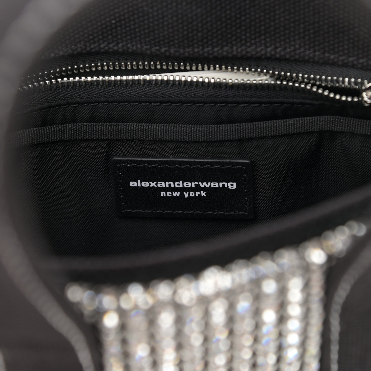 Alexander Wang Mesh Crystal Rhinestone Mini Crusier Tote Black Silver 6 of 12