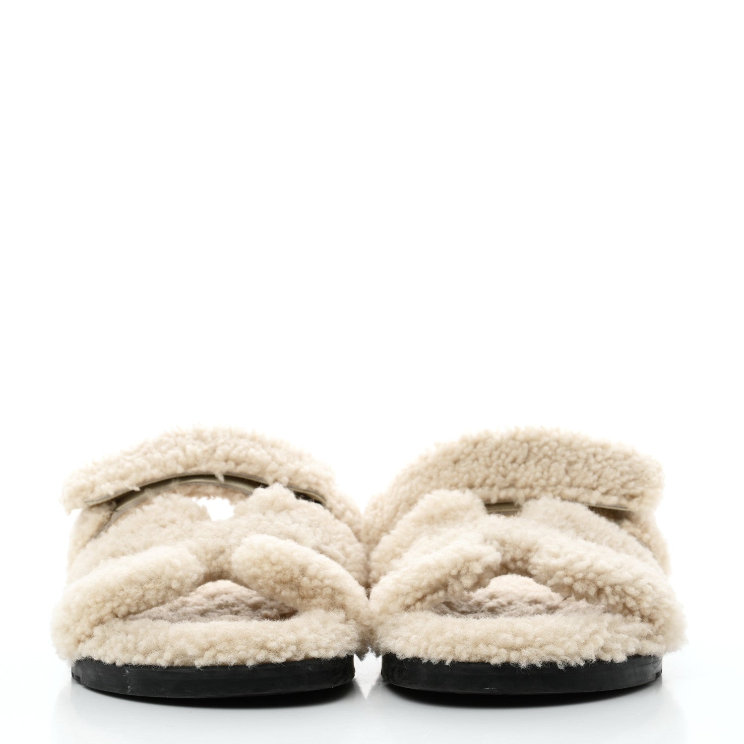 Hermes Woolskin Womens Chypre Sandals 39 Ecru 2 of 9