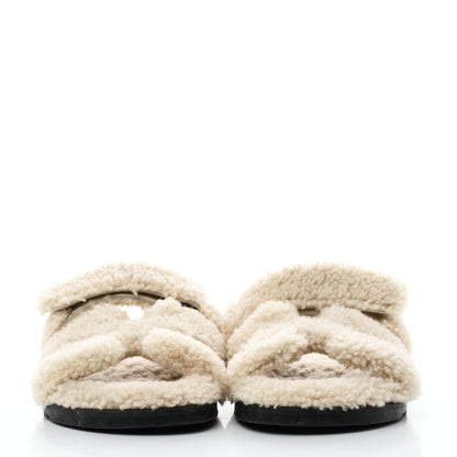 Hermes Woolskin Womens Chypre Sandals 39 Ecru 2 of 9