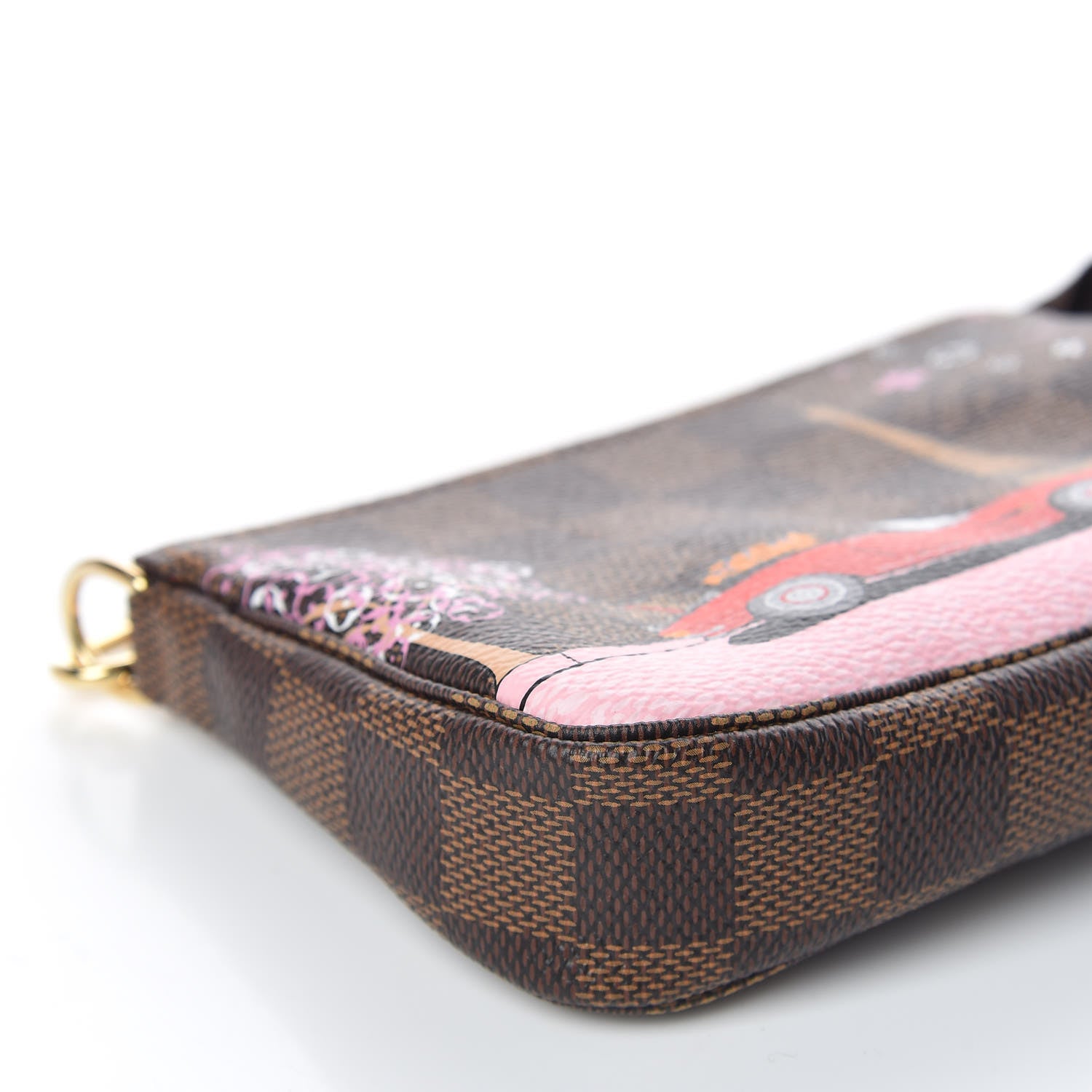 Louis Vuitton Damier Ebene 2019 Christmas Animation Mini Pochette Accessories Red 7 of 10