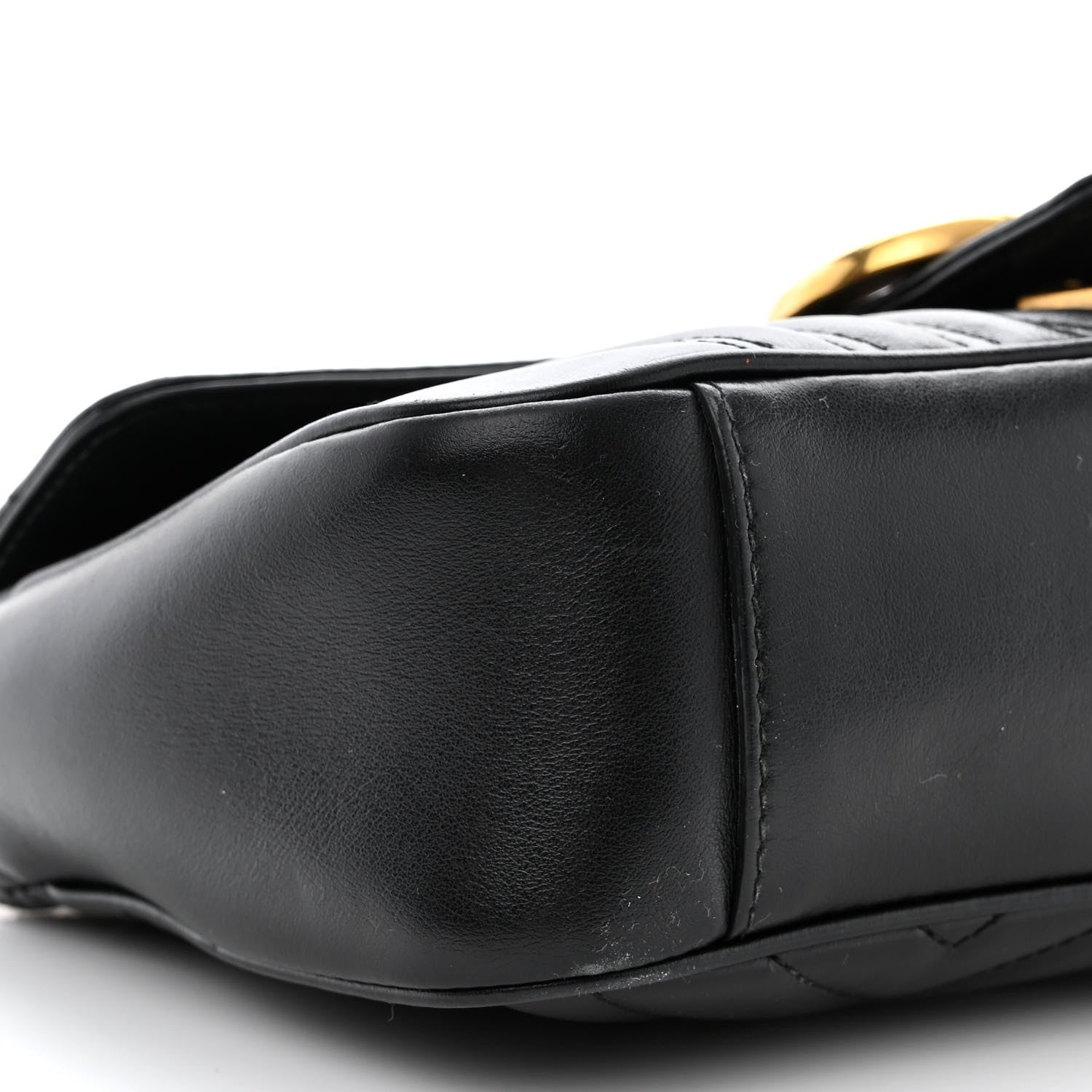 Gucci Calfskin Matelasse Small GG Marmont Shoulder Bag Black 10 of 11