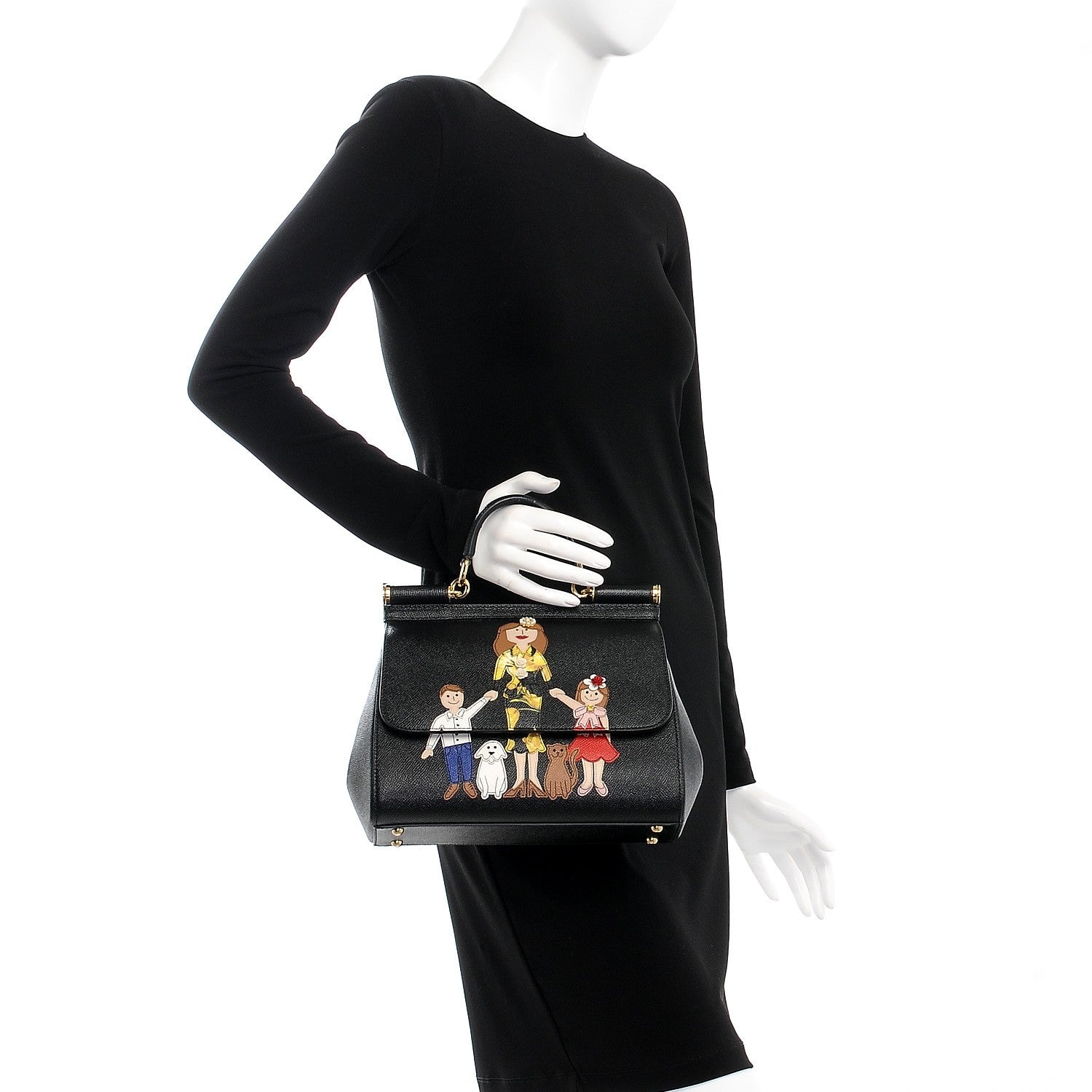 Dolce & Gabbana Dauphine Medium DG Family Patch Miss Sicily Satchel Black 3 of 9