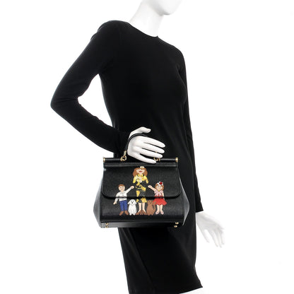 Dolce & Gabbana Dauphine Medium DG Family Patch Miss Sicily Satchel Black 3 of 9