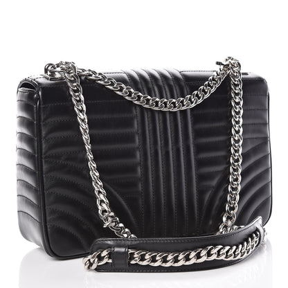 Prada Soft Calfskin Impunture Diagramme Large Chain Flap Shoulder Bag Black 3 of 9
