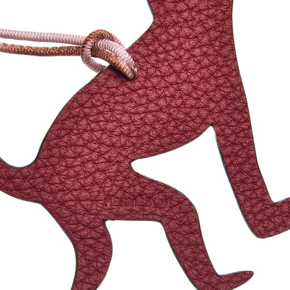 Hermes Togo Epsom Petit H Monkey Bag Charm Rubis Trench 5 of 5