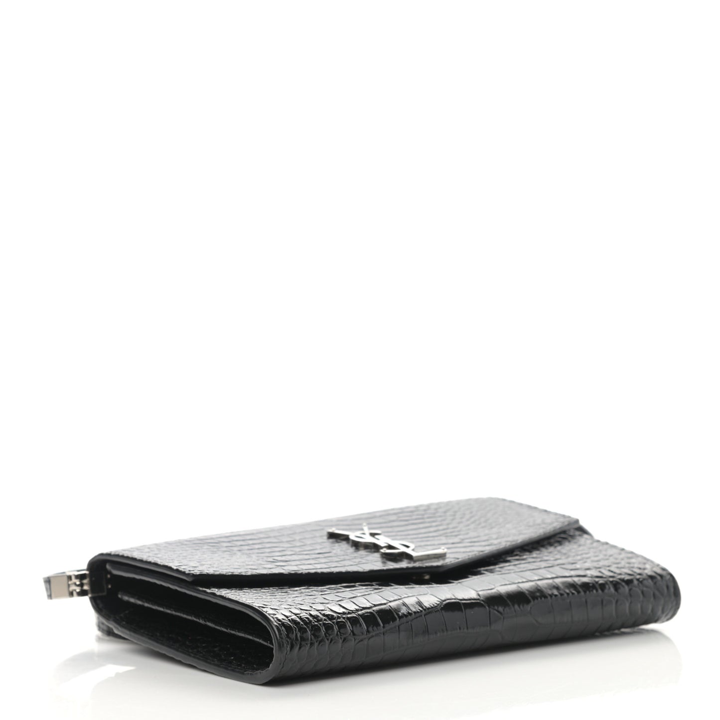 Calfskin Crocodile Embossed Monogram Mini Uptown Crossbody Black