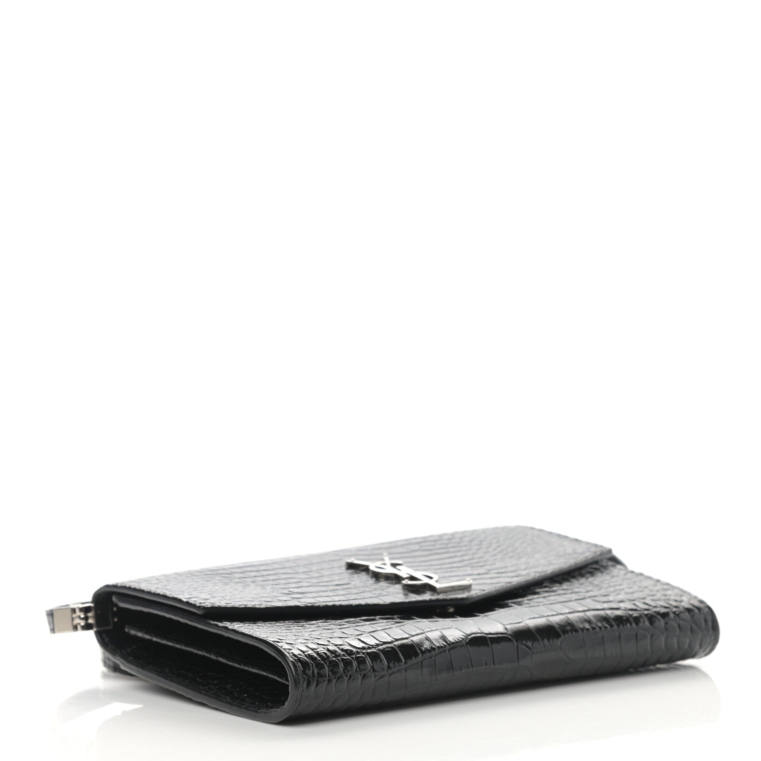 Saint Laurent Calfskin Crocodile Embossed Monogram Mini Uptown Crossbody Black 4 of 14