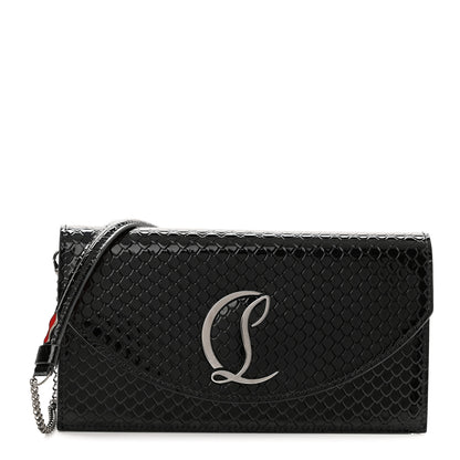 Christian Louboutin Patent Embossed Python Loubi54 Crossbody Clutch Black 1 of 13