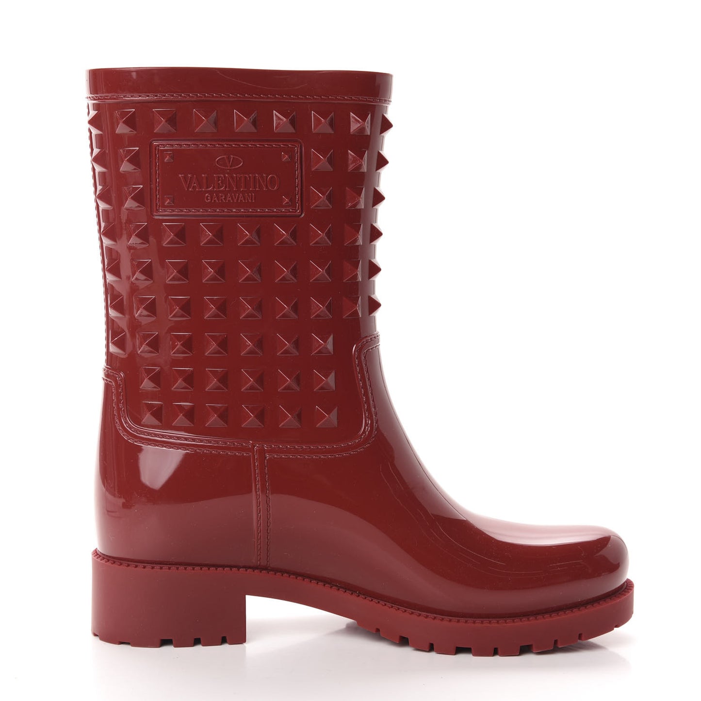 Rubber Rockstud Short Rainboots 38 Red