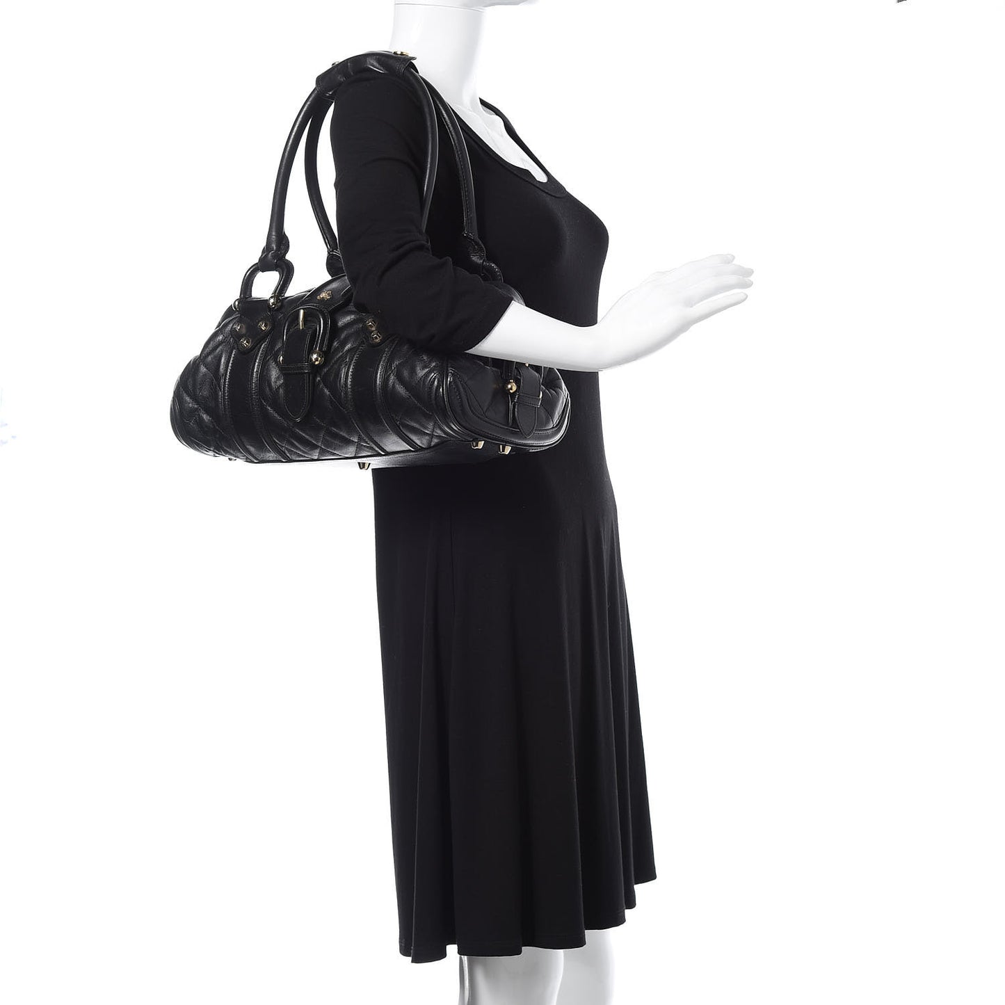 Calfskin Quilted Manor Satchel Black