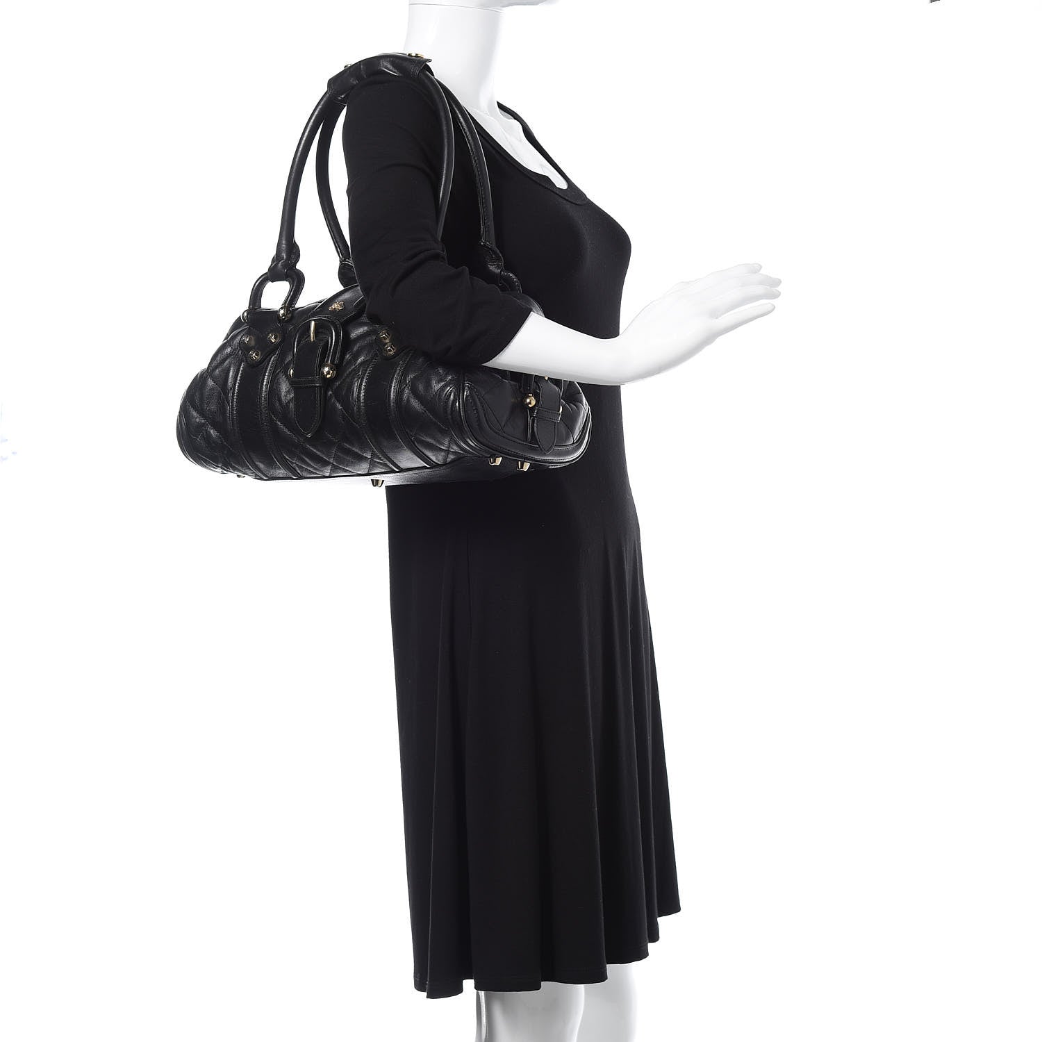 Burberry Calfskin Quilted Manor Satchel Black 2 of 18