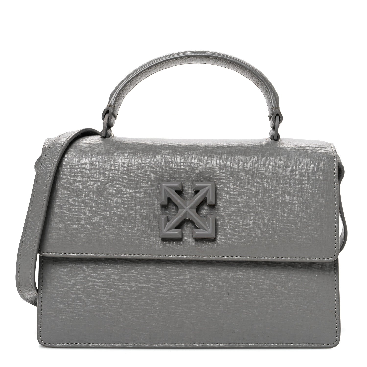 Off-White Saffiano Jitney 1.4 Top Handle Bag Grey 1 of 14