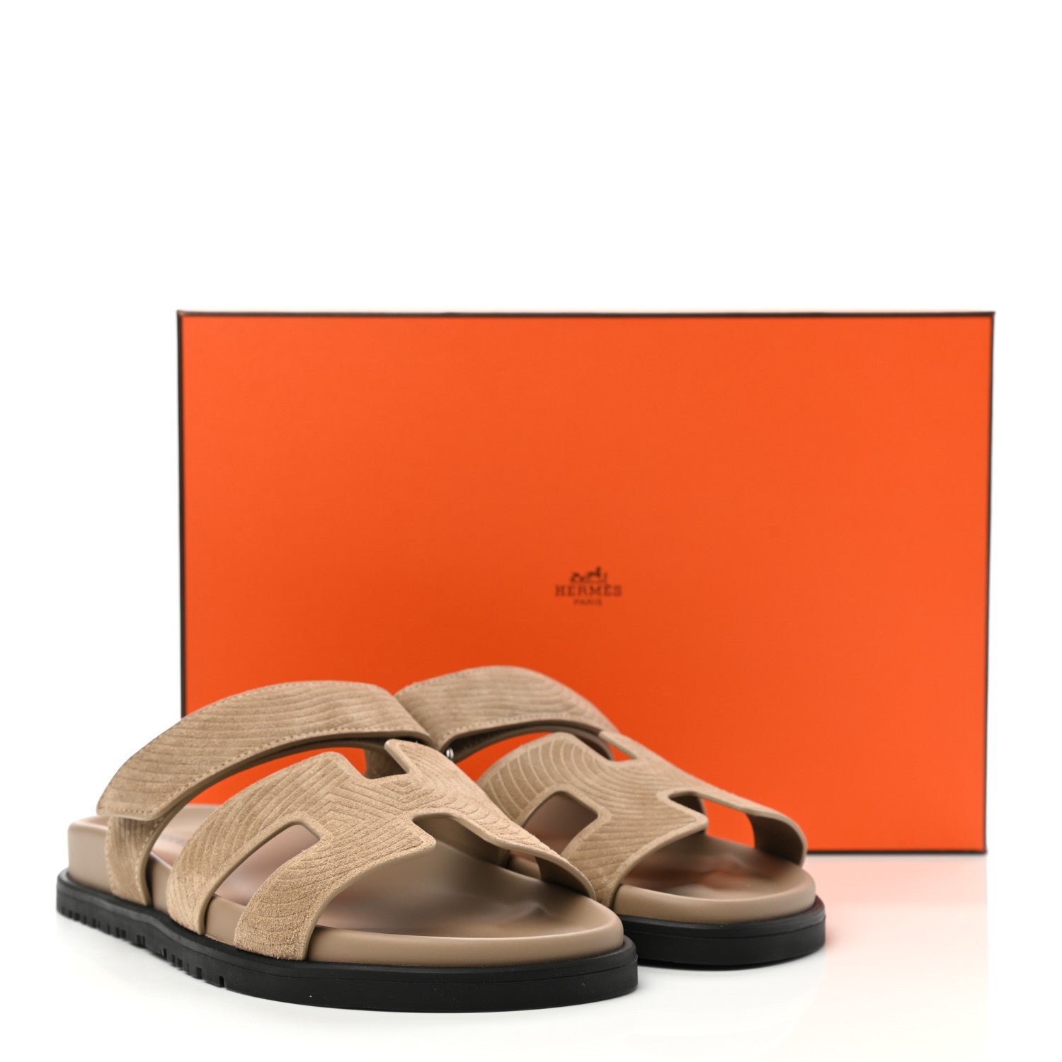 Hermes Suede Goatskin Chaine d'Ancre Womens Chypre Sandals 37 Beige Sable 10 of 10